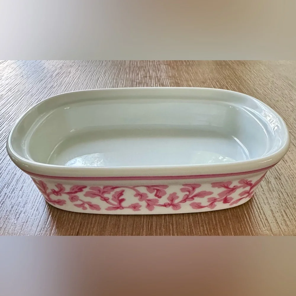 Vintage Croscill Ceramic Soap Dish with Pink Floral Design by Bathelle Fashions